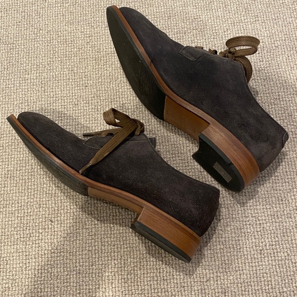 Brunello Cucinelli Dark Gray Suede Oxfords, sz 5.5 - Picture 6 of 11
